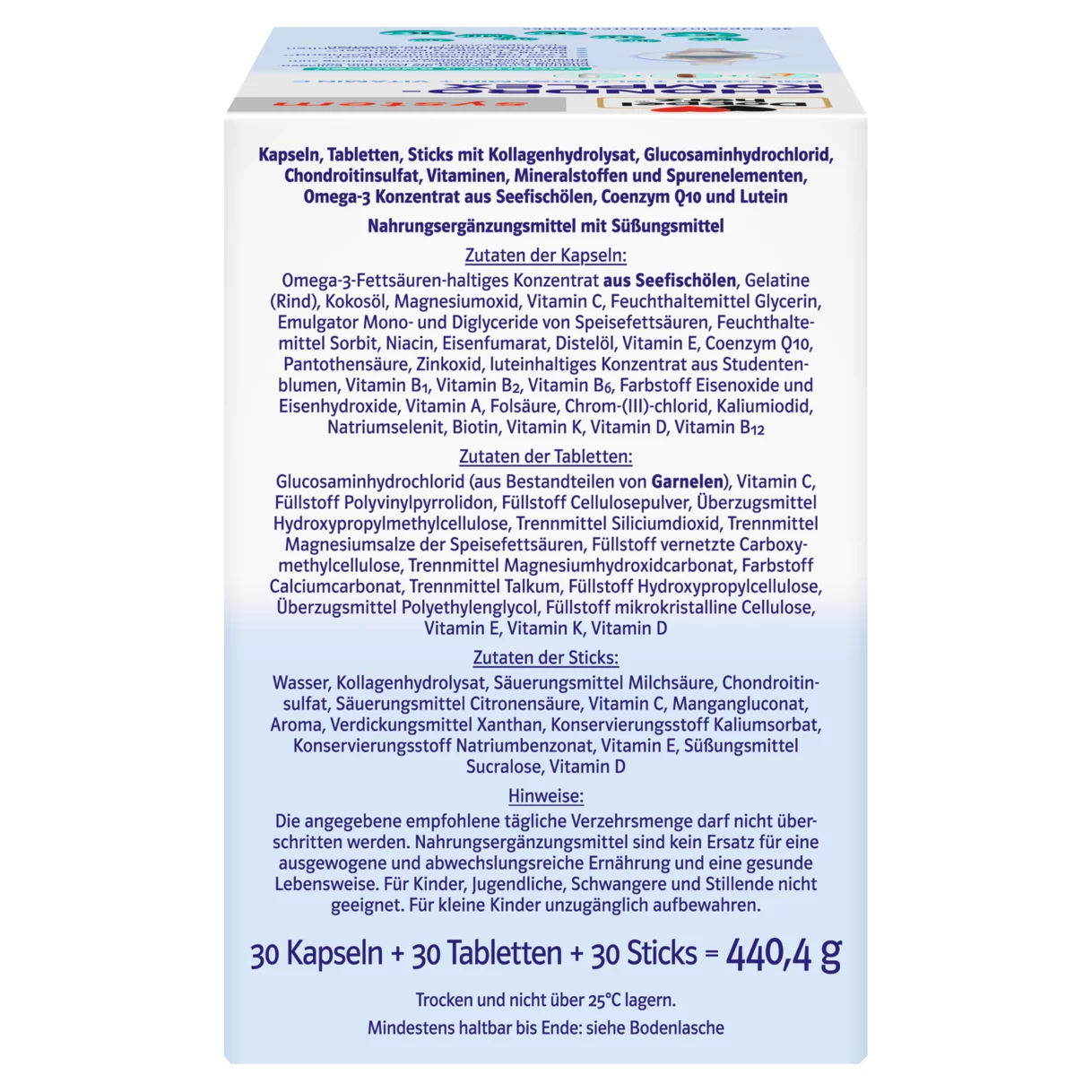 Abbildung der Produktverpackung Doppelherz system CHONDRO-KOMPLEX Seitenansicht rechts